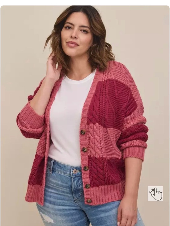torrid Sweaters - torrid Rose and Berry Cable Knit Button Cardigan
